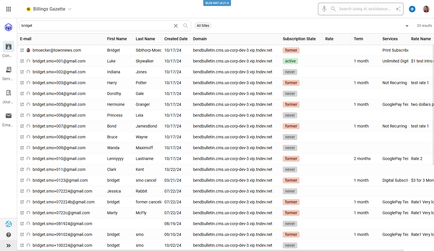 Multi-Site User Search - only in BLOX NXT